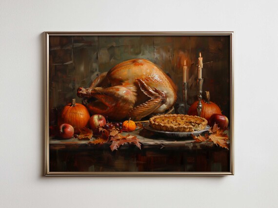 Autumn Thanksgiving Still Life Farmhouse Wall Art Vintage French Country Kitchen For Fall Decor Maximalist With Vibe