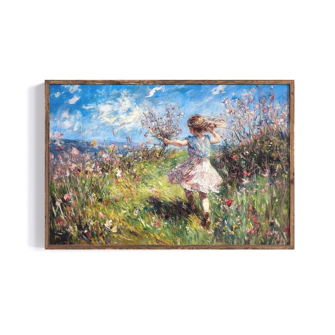 Spring Girl In Wildflowers, Vintage Childhood Print
