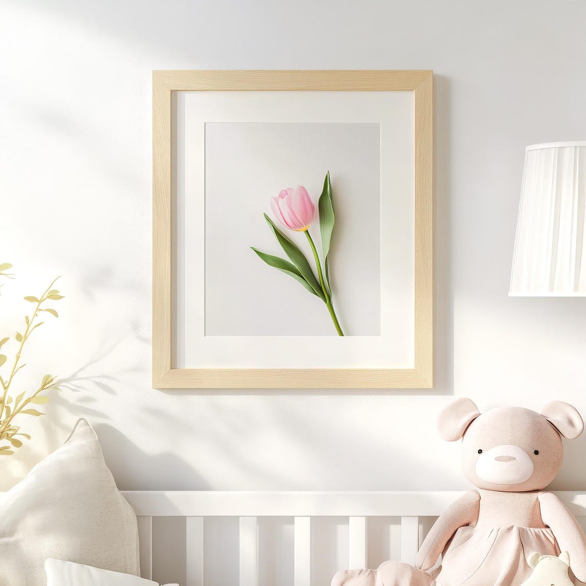 Pink Tulip Single Stem Minimalist Floral Botanical Spring Wall Art - Image 2
