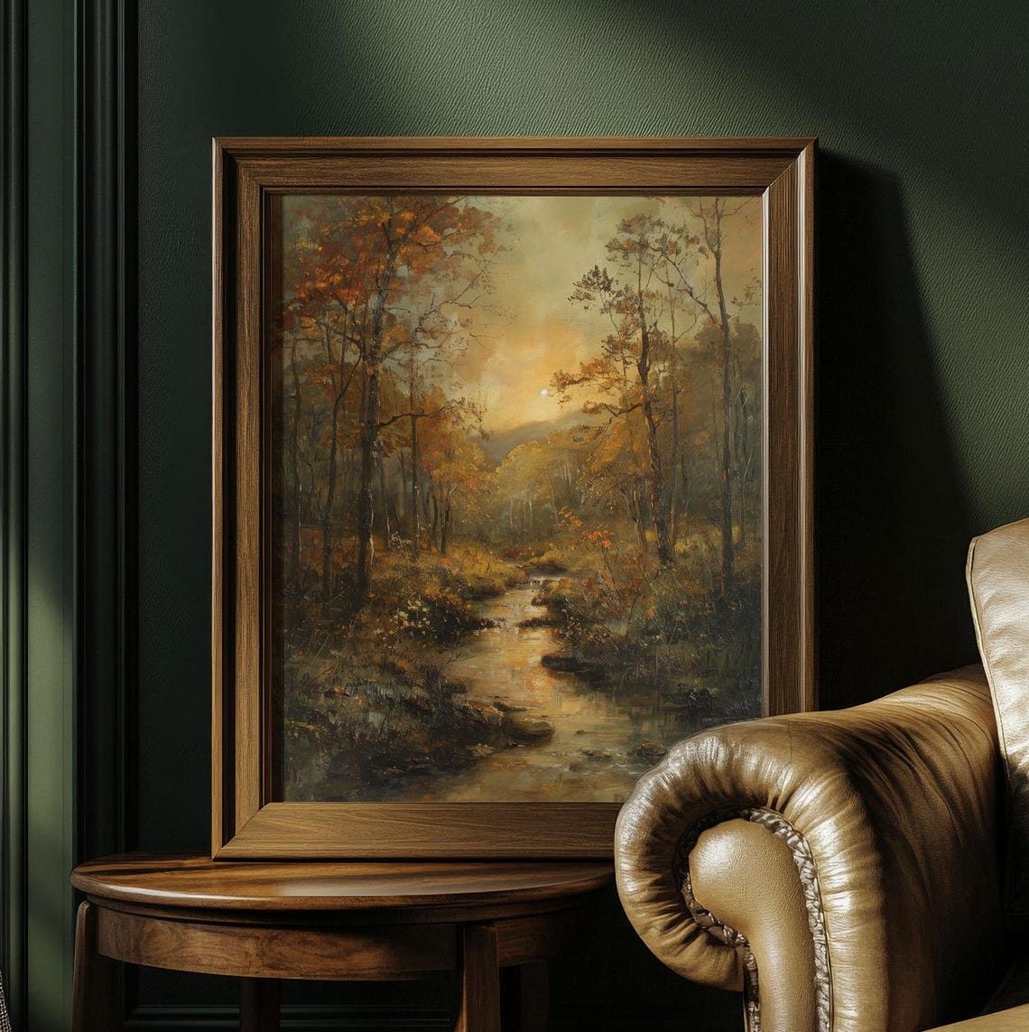 Autumn Forest Stream Sunset Glow Vintage Fall Landscape Poster - Image 4