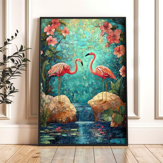 Pink Flamingos, Vintage Americana Travel Poster