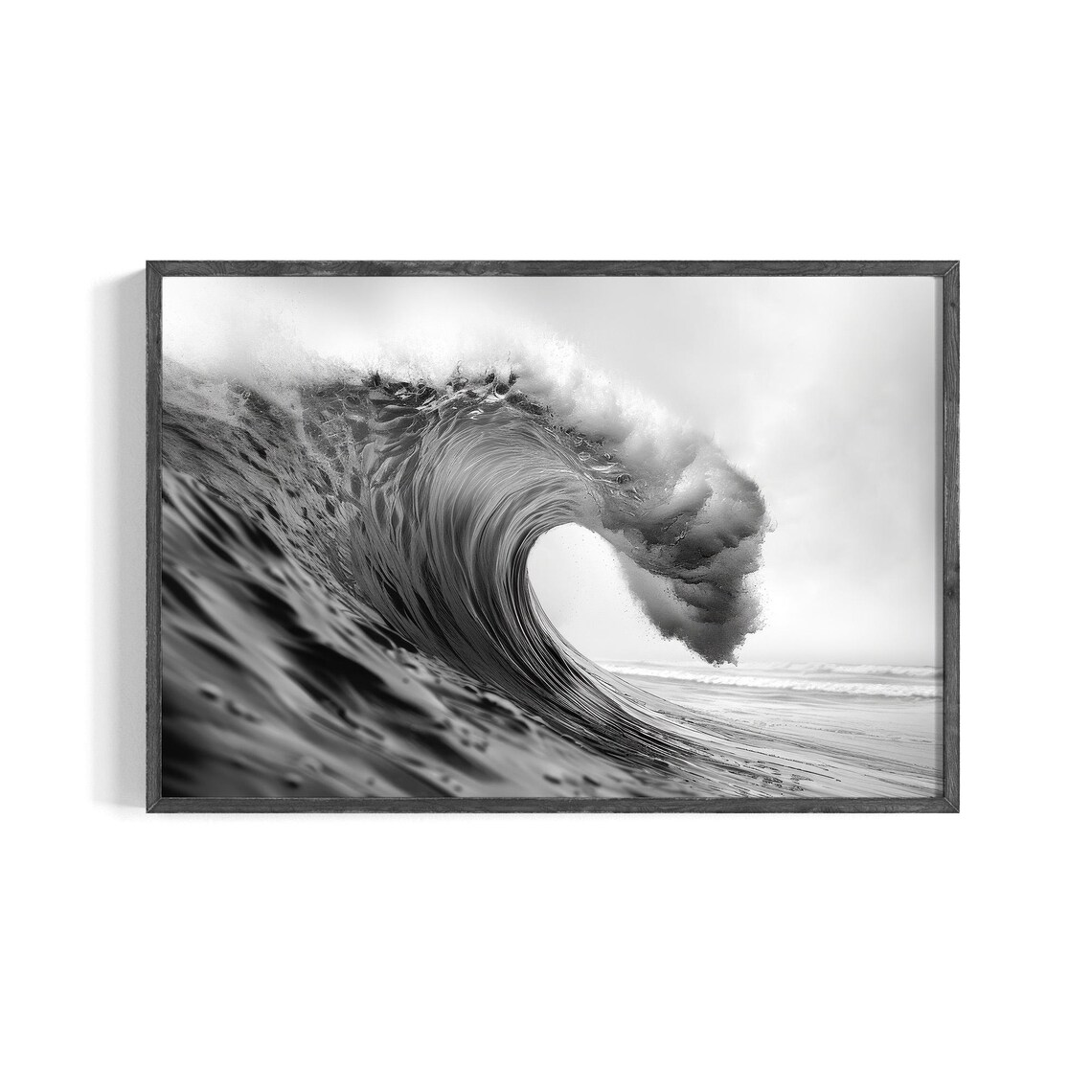 Monochrome Ocean Surf, Breaking Wave Photography