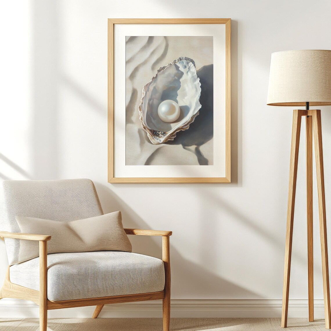 White Pearl In Seashell, Minimalist Beach Decor - Image 3