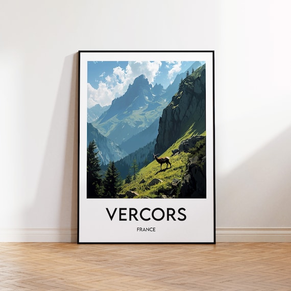 Vercors Massif Poster Art Print France Illustration Vercou Gift Vintage Travel