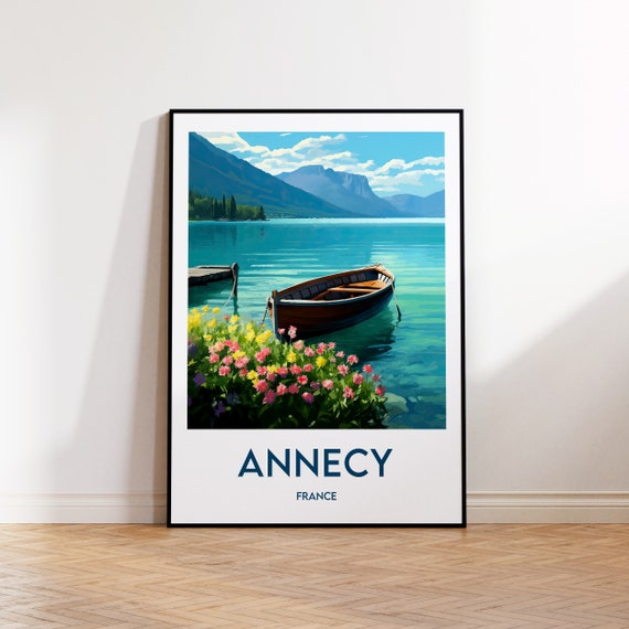 Annecy Poster Lake Print Illustration Gift Vintage Travel