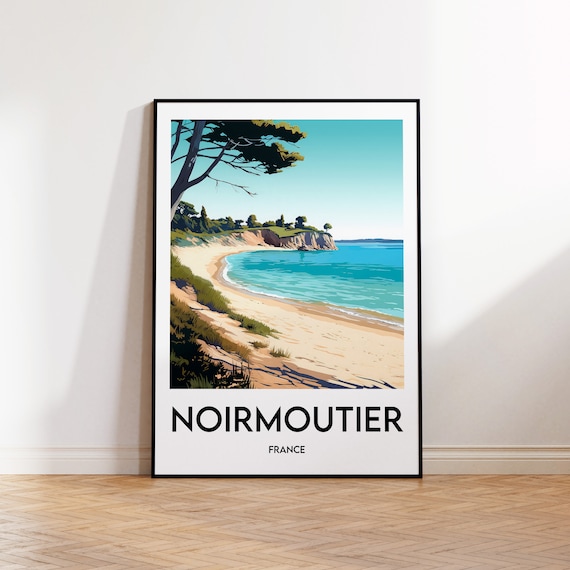 Noirmoutier France Sandy Beach Pine Cliffs Vintage Travel Poster