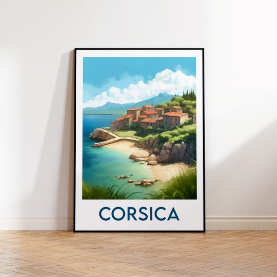 Corsica Poster Print France Illustration Vintage Travel