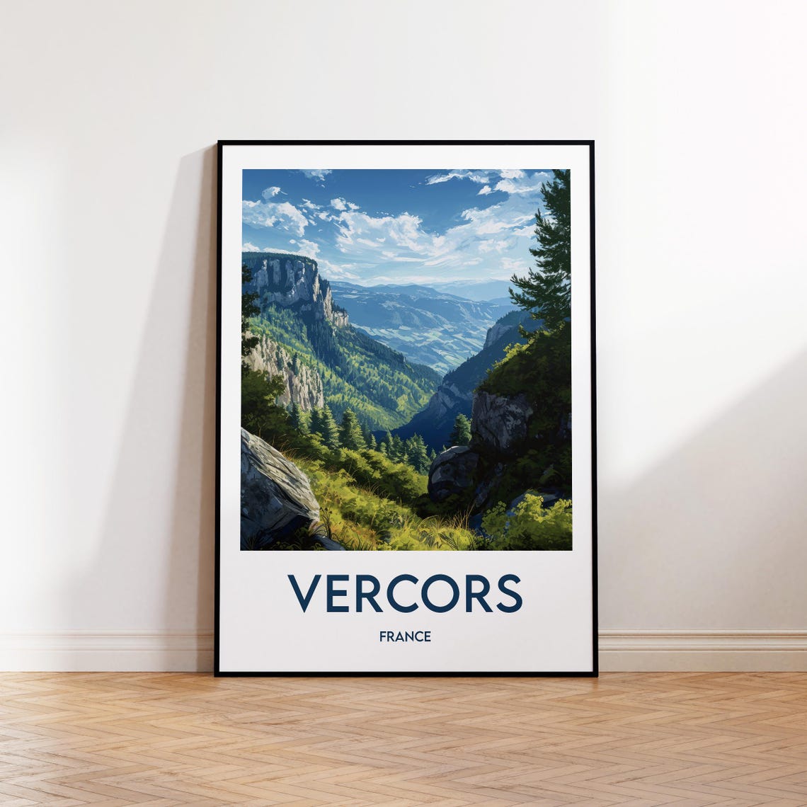 Vercors France Dramatic Mountain Valley Scenic Retro Travel Poster