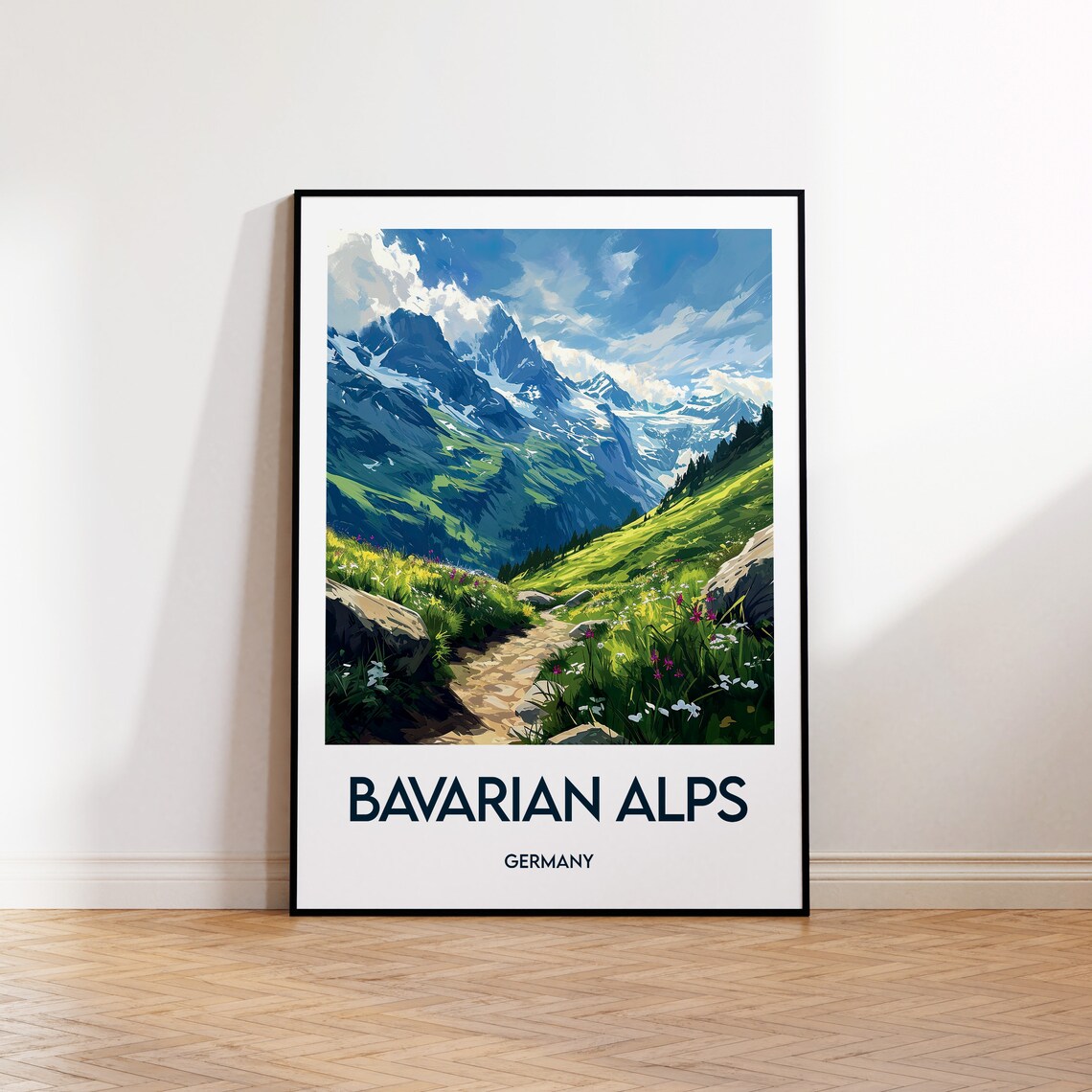 Bavarian Alps Vintage Travel Poster, Germany