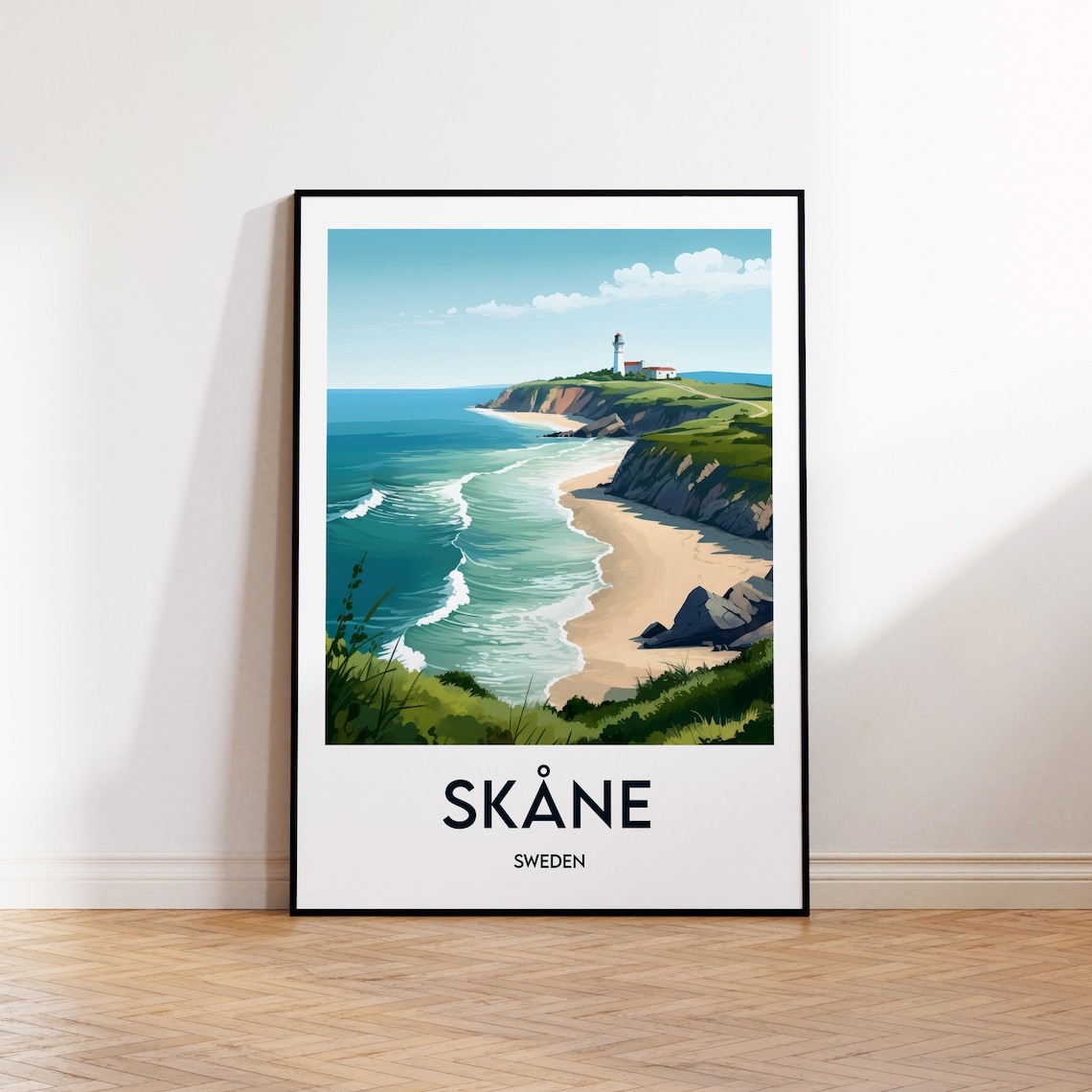 Skane Sweden Vintage Travel Poster, Sverige Print