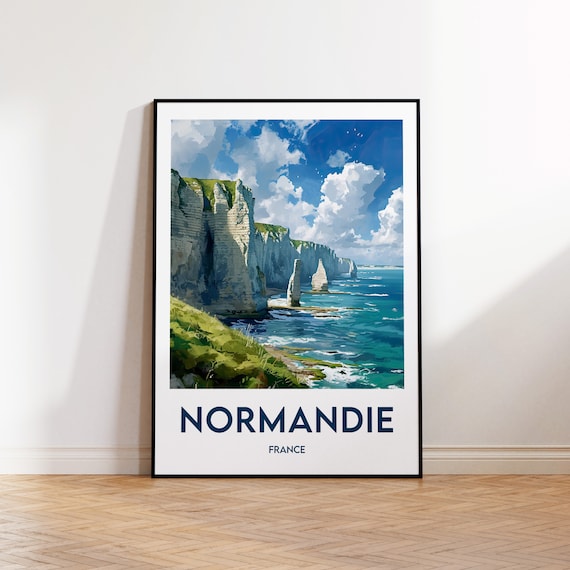 Normandy Vintage Travel Poster, France Art Print