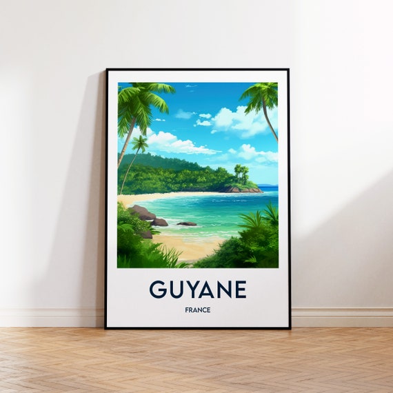 French Guiana Poster Print Illustration Gift Vintage Travel