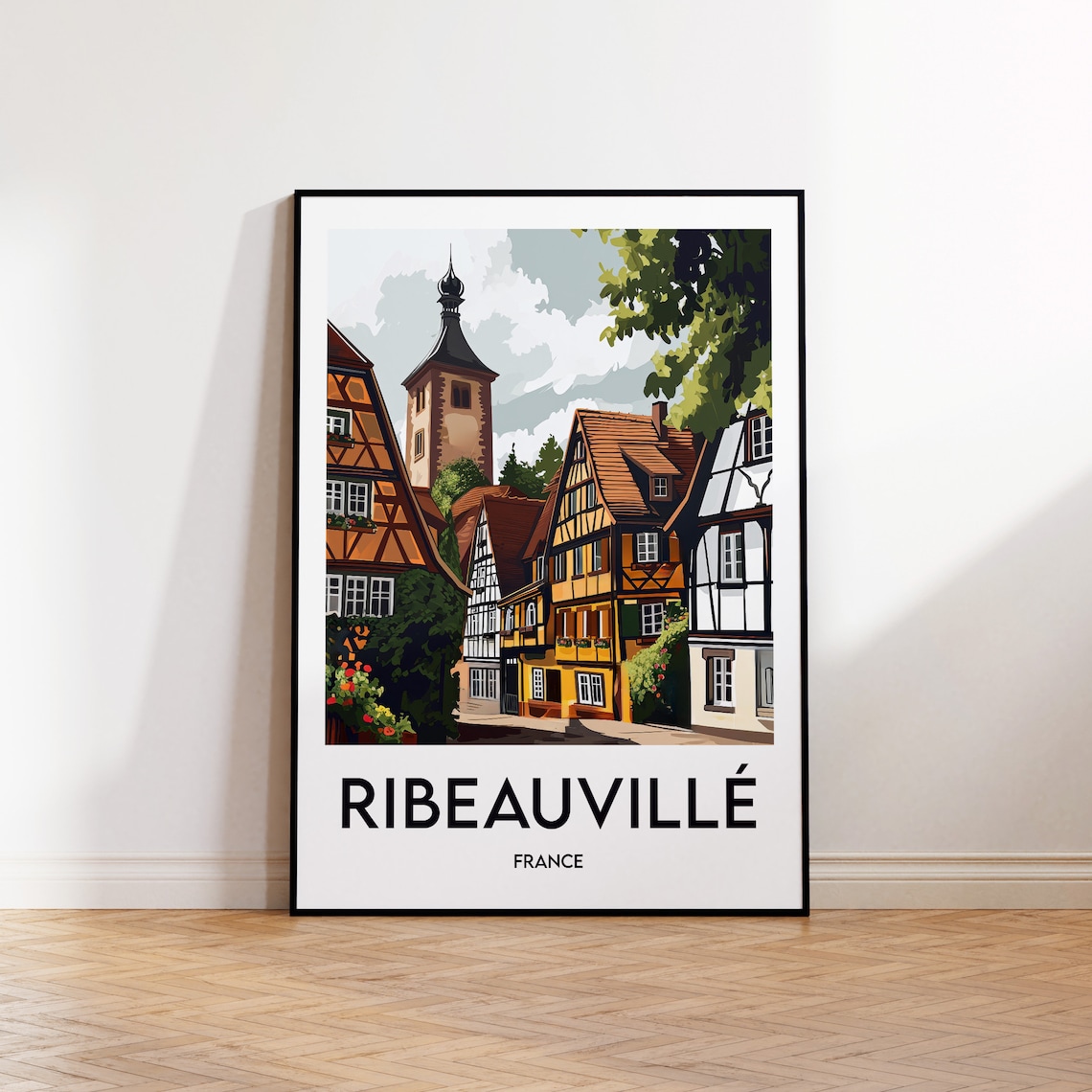 Ribeauvillé Alsace Half Timbered Village Street France Travel Poster