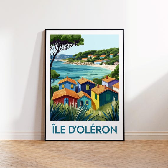 Olron Island Poster Print Illustration Gift Vintage Travel