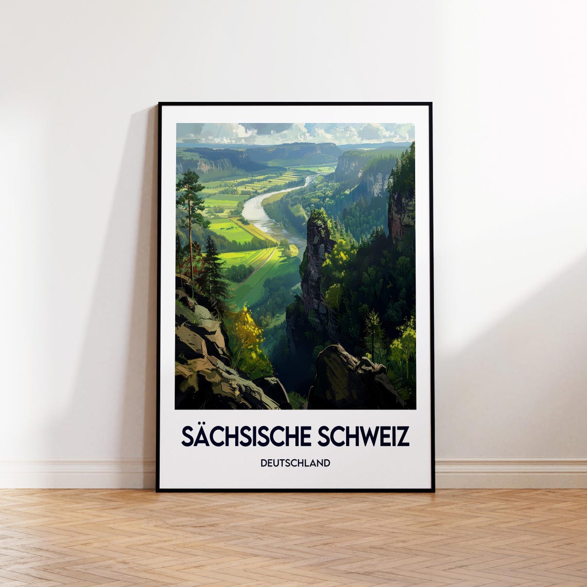 Sachsische Schweiz Germany Elbe Valley Travel Scenic View Poster