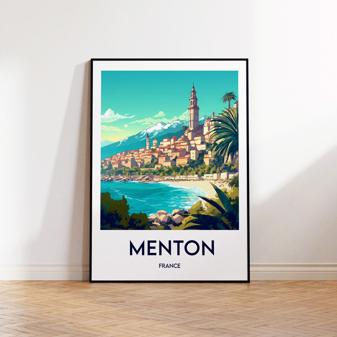 Menton Poster France Print Illustration Vintage Travel