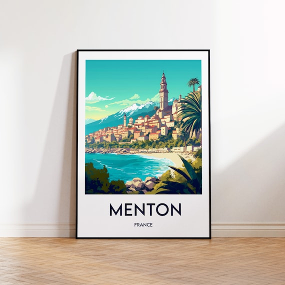 Menton Poster France Print Illustration Vintage Travel