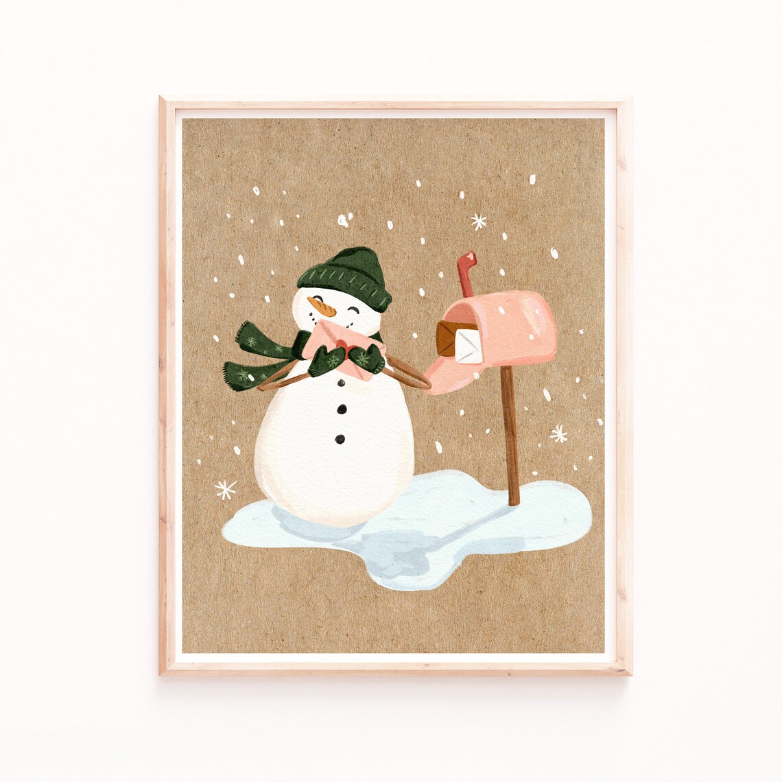 Snowman Holiday Christmas Watercolor Art Print