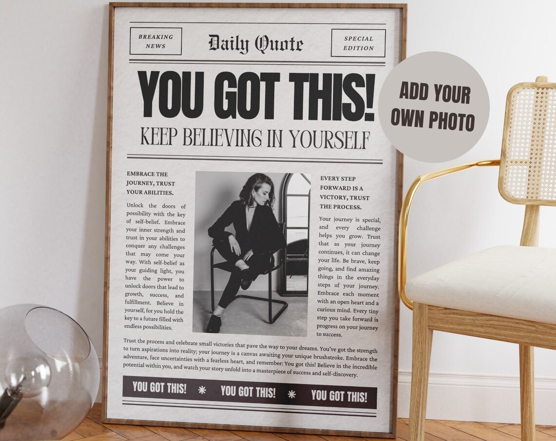 You Got This Keep Believing In Yourself Motivational Newspaper Poster - Image 4