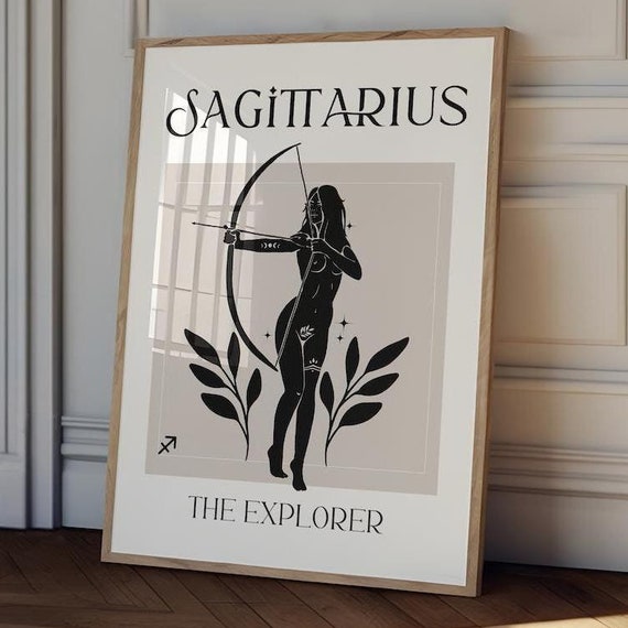 Sagittarius Zodiac Goddess Art Print, Celestial Poster