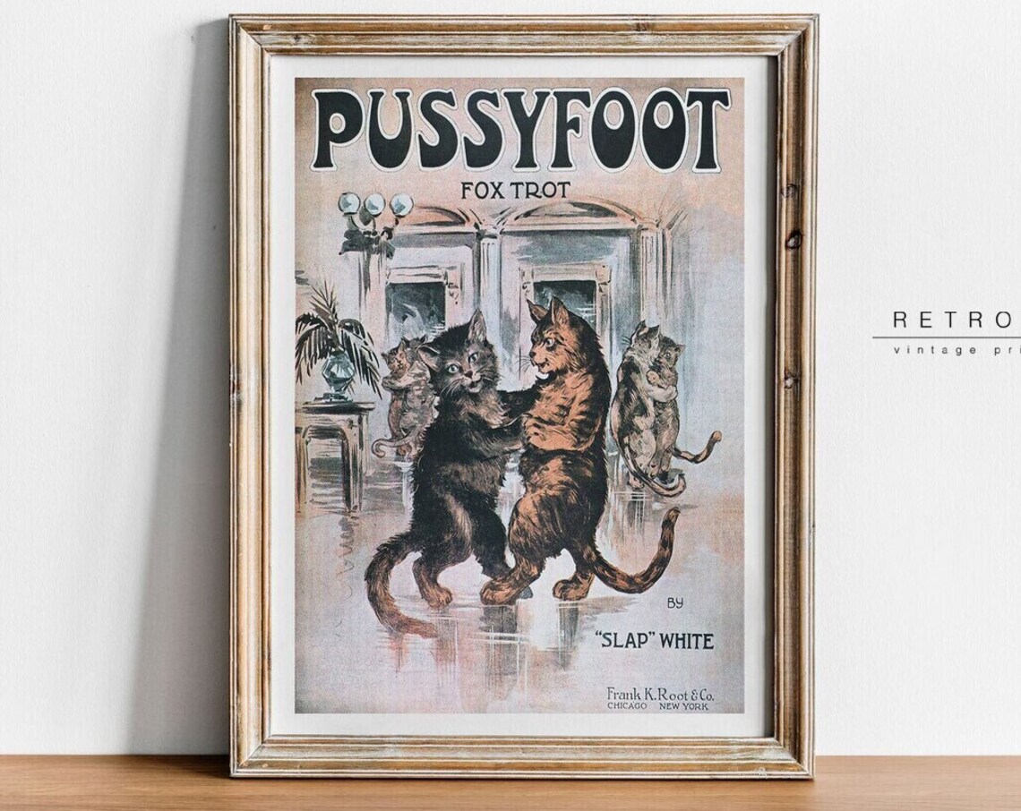 Pussyfoot Fox Trot Sheet Music Cover Dancing Cats Vintage Art Poster - Image 2