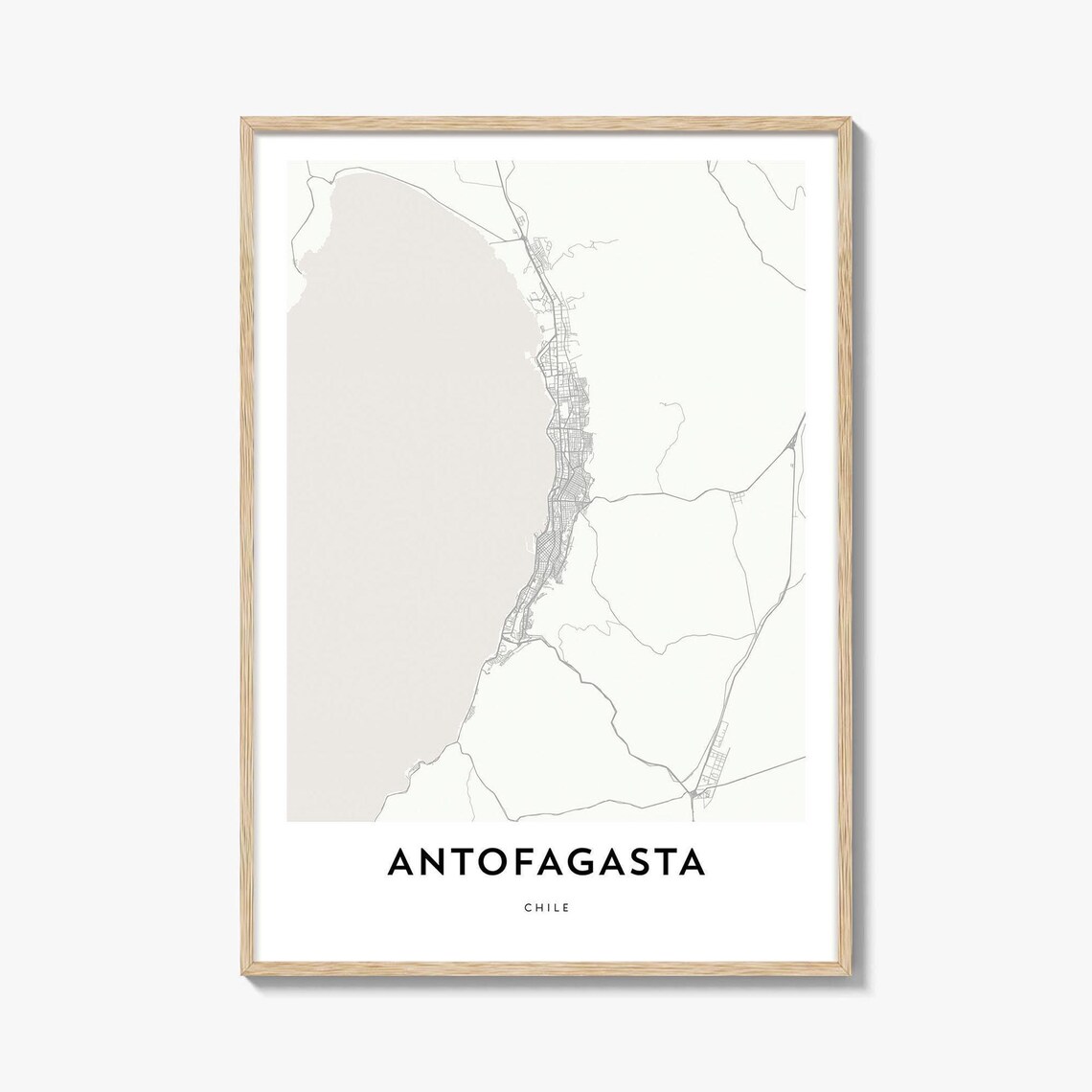 Antofagasta Chile Minimalist Coastal City Map Line Art Poster
