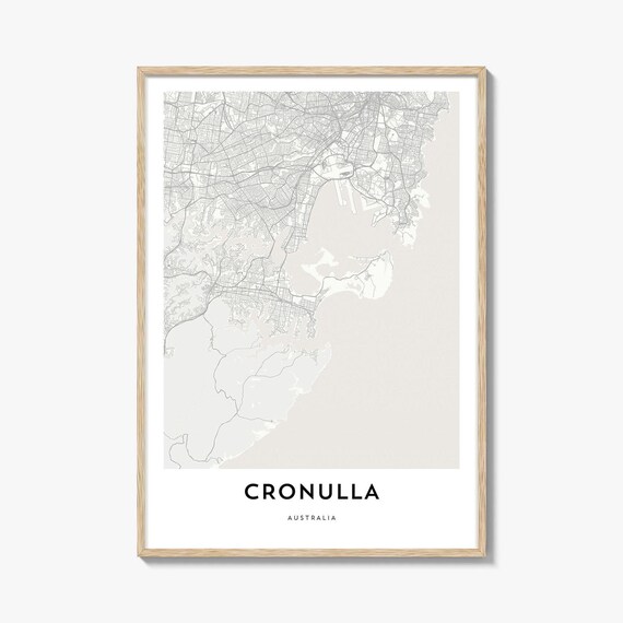 Cronulla Australia Minimalist Coastal Street Map Modern City Art Poster