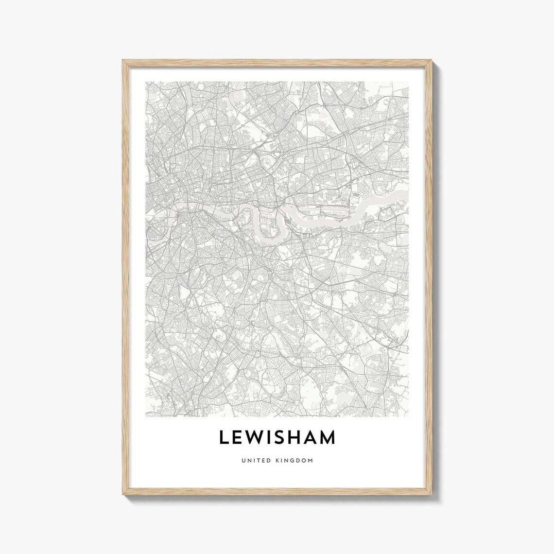 Minimalist Lewisham London UK City Map Street Line Art Poster