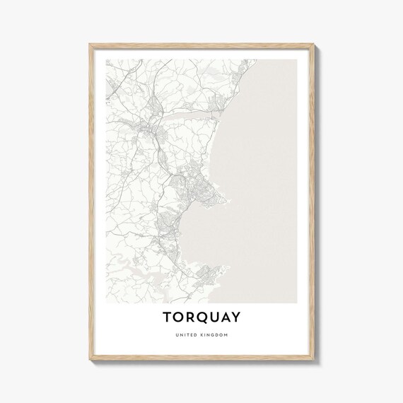 Torquay United Kingdom Coastal City Street Map Art Print Decor