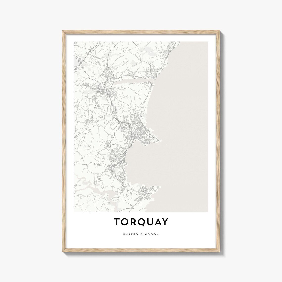 Torquay United Kingdom Coastal City Street Map Art Print Decor