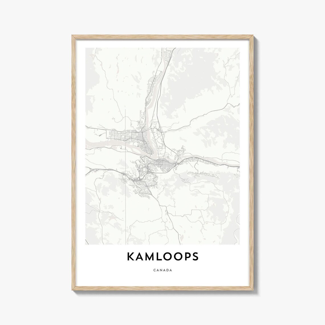 Kamloops Canada Minimalist Detailed City Street Map Art Poster