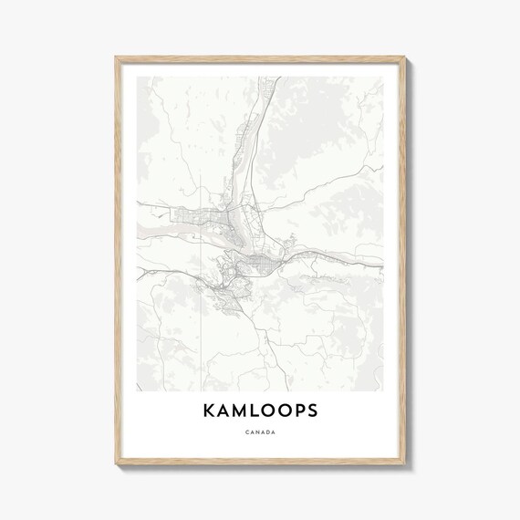 Kamloops Canada Minimalist Detailed City Street Map Art Poster