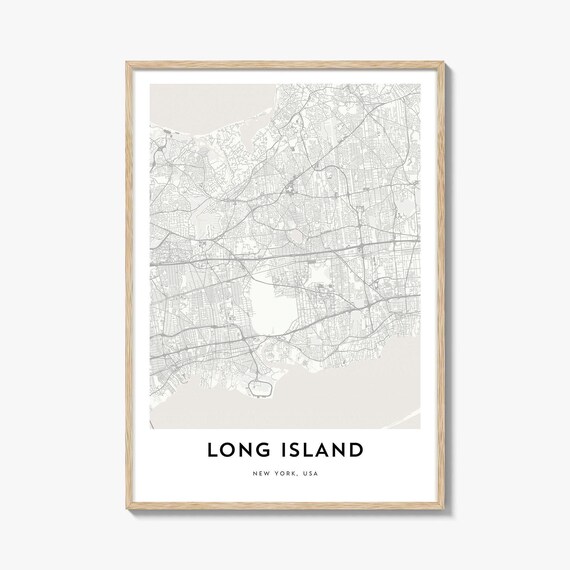 Long Island New York USA Minimalist City Street Map Wall Art