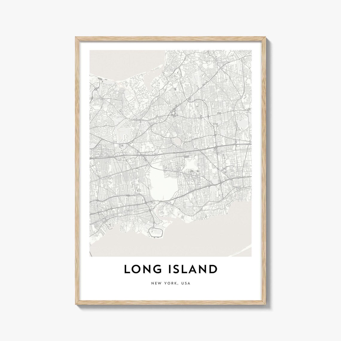 Long Island New York USA Minimalist City Street Map Wall Art