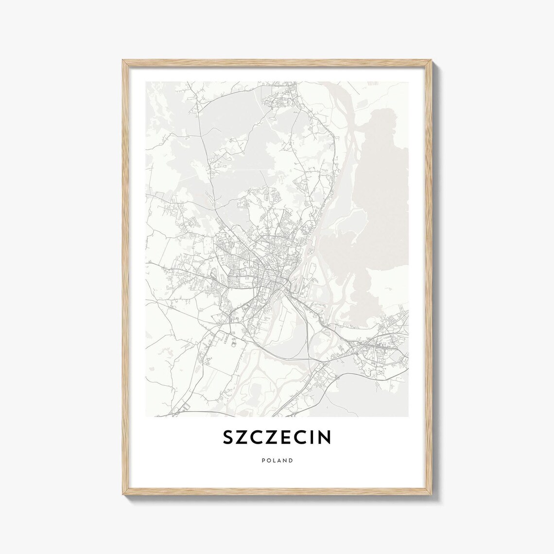 Szczecin Poland Minimalist City Street Map Elegant Decor Travel Poster
