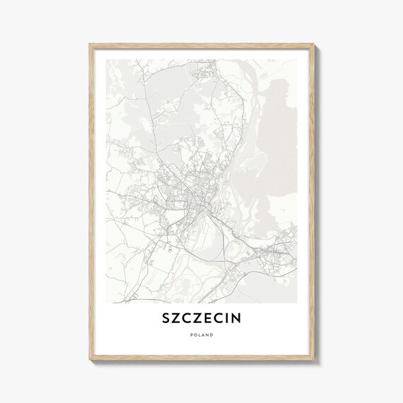 Szczecin Poland Minimalist City Street Map Elegant Decor Travel Poster
