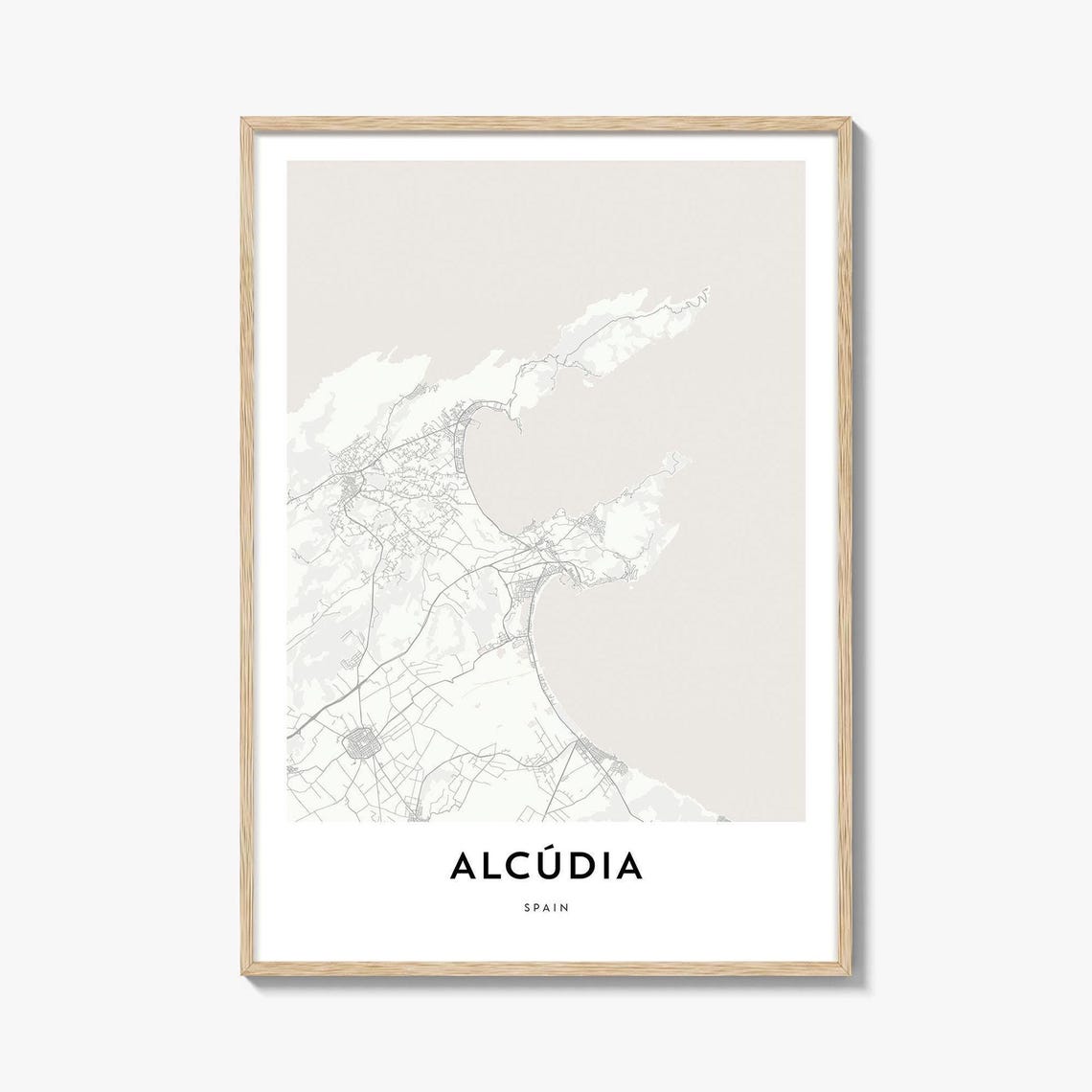 Alcudia Spain Mallorca Minimalist Coastal City Map Wall Poster