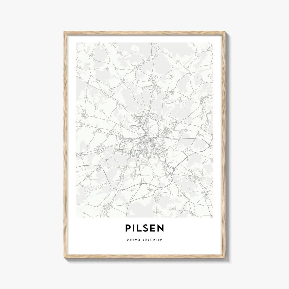 Detailed Pilsen Czech Republic City Street Map Minimalist Poster