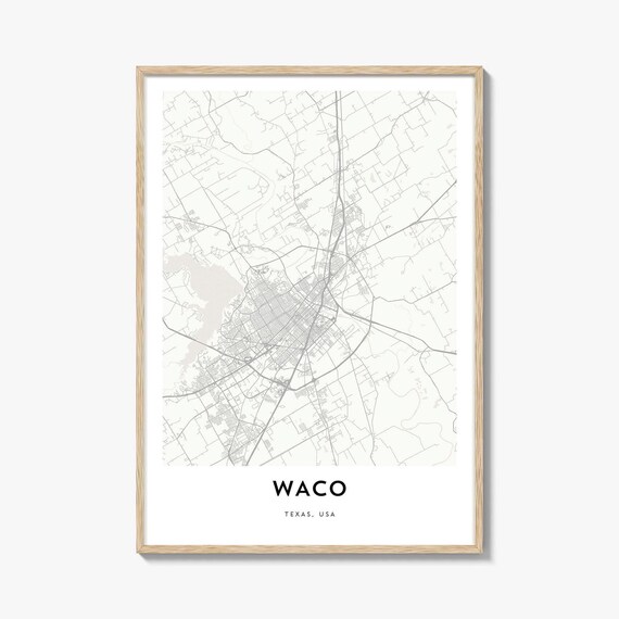 Waco Texas Minimalist Street Map Modern Line Art City Poster
