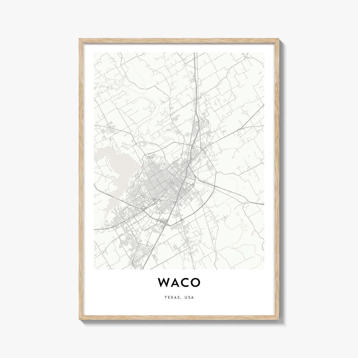 Waco Texas Minimalist Street Map Modern Line Art City Poster