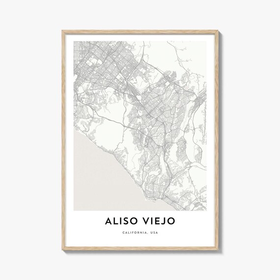 Aliso Viejo California USA Minimalist City Map Poster Beige Line Art Decor