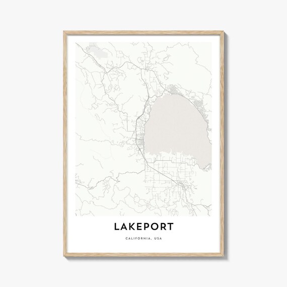 Lakeport California Lakeside Street Map Minimalist Art Poster