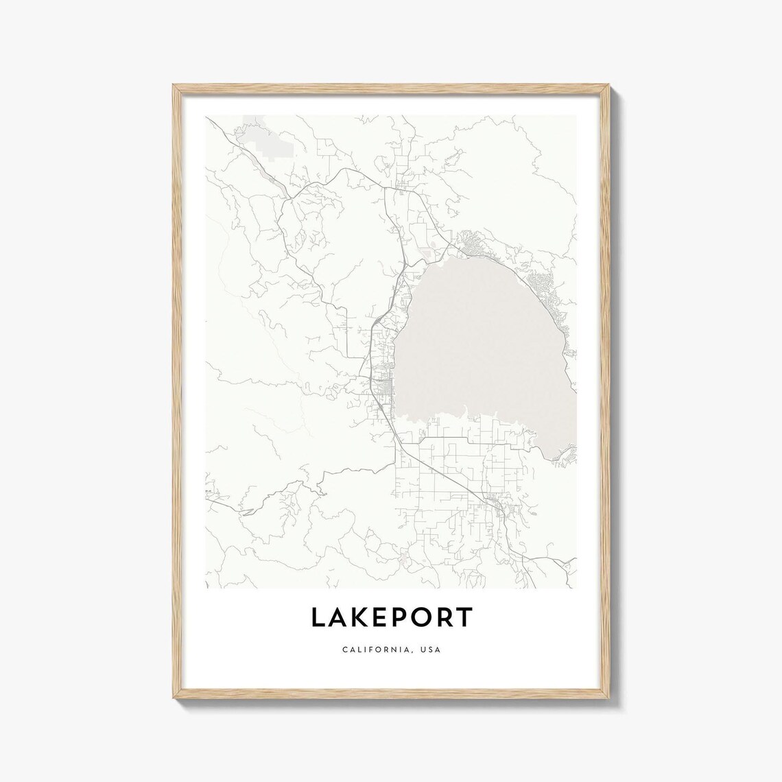 Lakeport California Lakeside Street Map Minimalist Art Poster