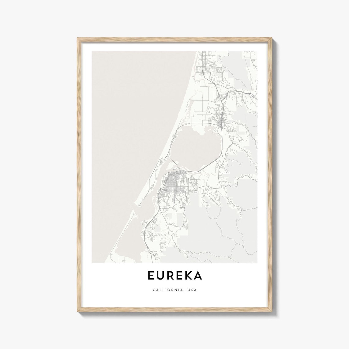 Eureka California USA Minimalist Coastal City Street Map Poster