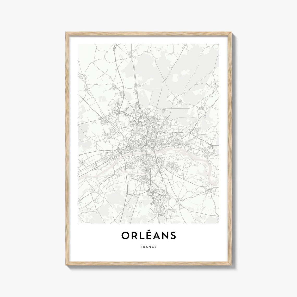 Orleans France Elegant Minimalist City Street Map Travel Poster