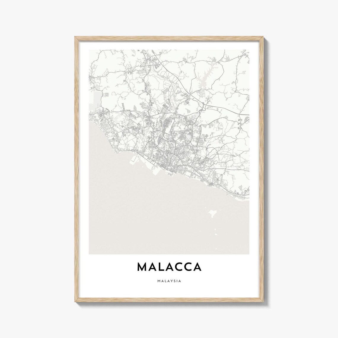 Malacca Malaysia Minimal Street Map Poster Modern Home Office Art