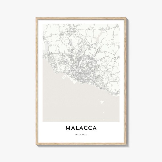 Malacca Malaysia Minimal Street Map Poster Modern Home Office Art