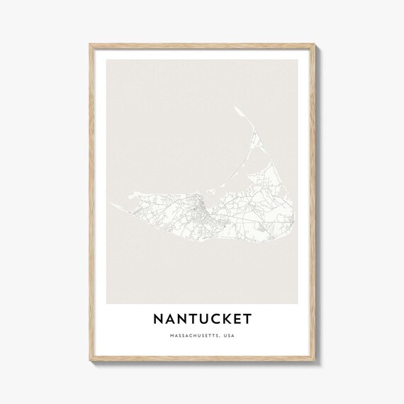 Nantucket Massachusetts Minimalist Neutral Island Map Art Poster
