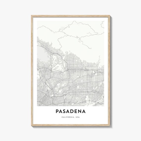 Pasadena California Minimalist Street Map Poster In Soft Neutral Tone