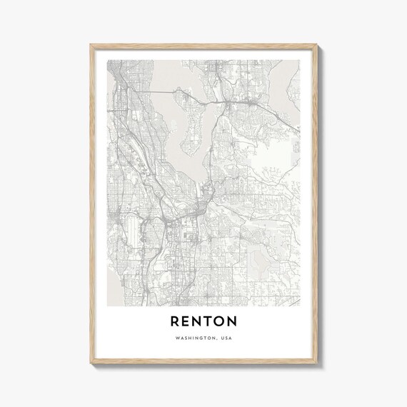 Renton Washington USA City Street Map Minimalist Modern Poster